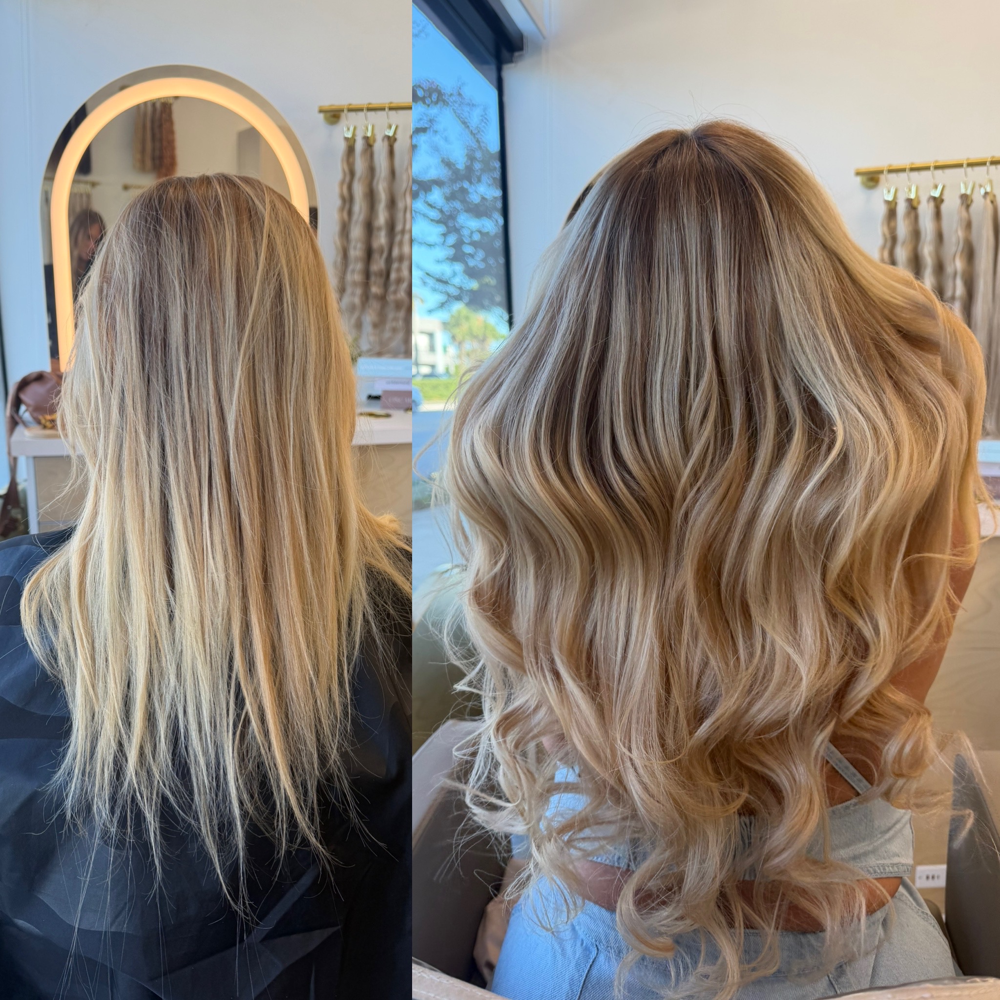 Transformación antes y después con extensiones MILÔSH